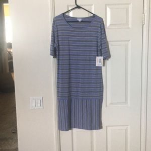 LulaRoe Julia style striped dress  XL NWT